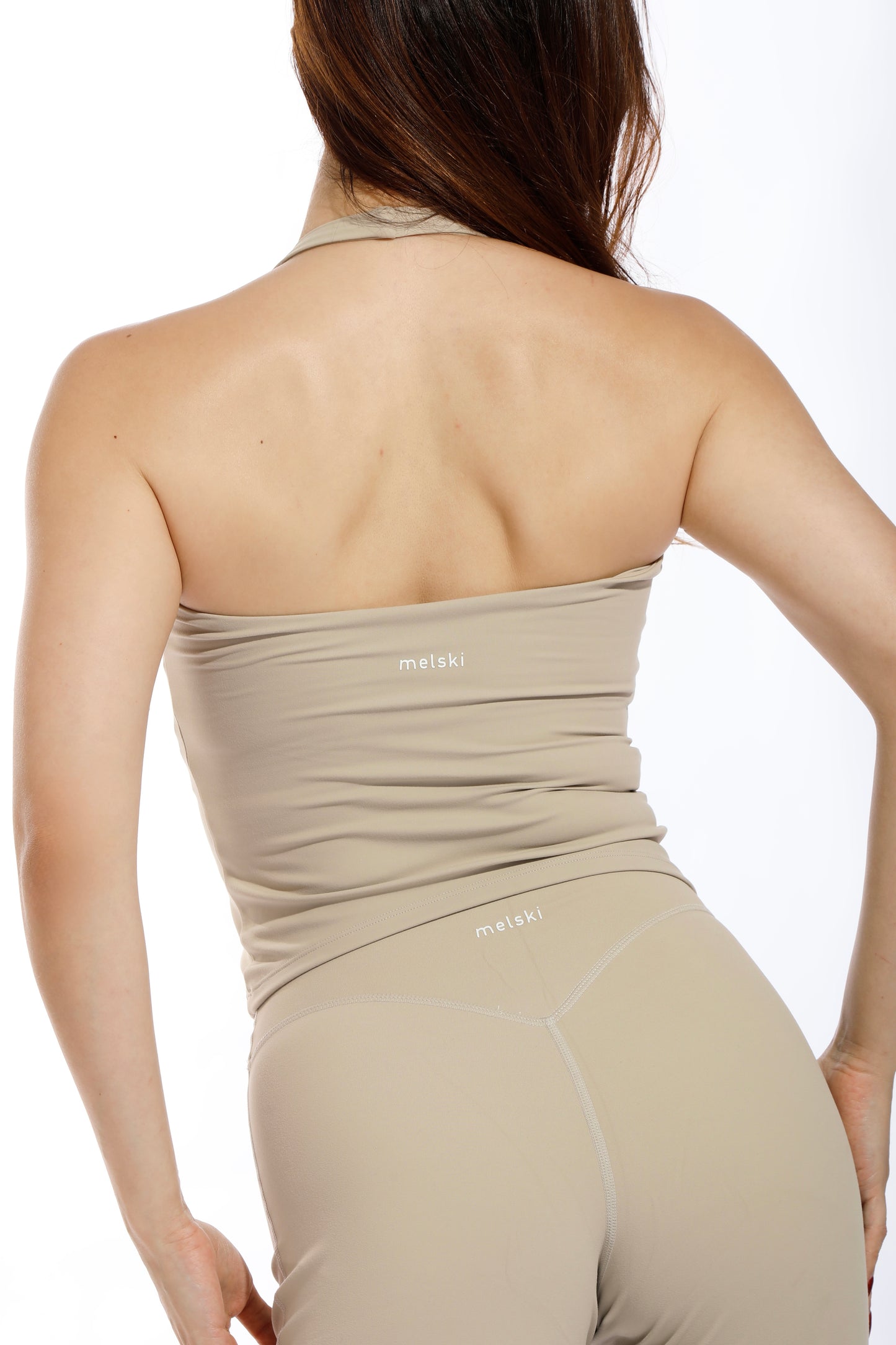 Softsculpt Neck halter top Black Warm Sand